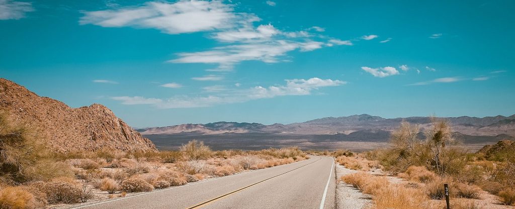 Road in an arid, isolated landscape