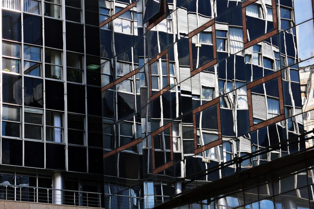 Office building with a glass facade
