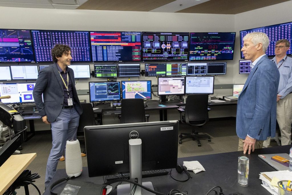 Control room with monitors